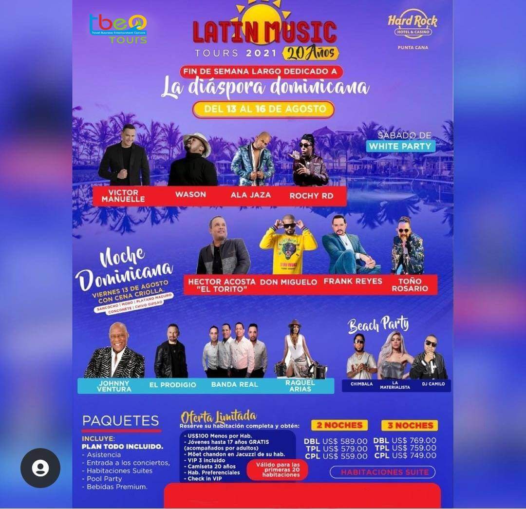 Latin Music Tours 2021 Hard Rock Punta Cana