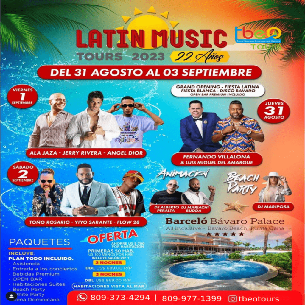 Latin Music Tours 2023 Punta Cana